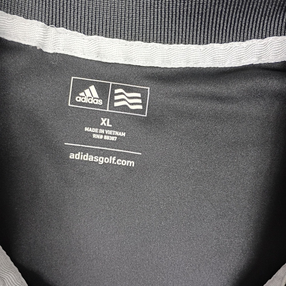 Adidas‎ Golf Adizero Mens XL Black Performance Polo Shirt Short Sleeve 3-Stripe - Picture 6 of 10
